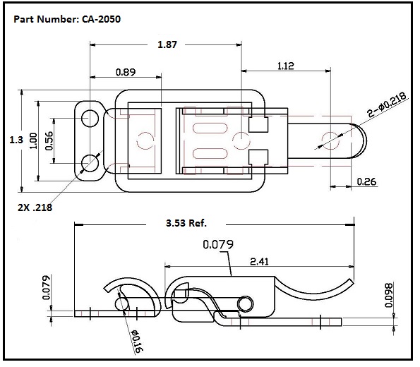 CA2050 OverCenter Draw Latch W/ Straight Loop Bail , Latches & Catches